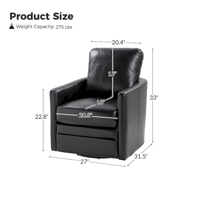 Fauteuil d'appoint pivotant Terrance en similicuir avec piètement en métal