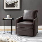 Fauteuil d'appoint pivotant Terrance en similicuir avec piètement en métal