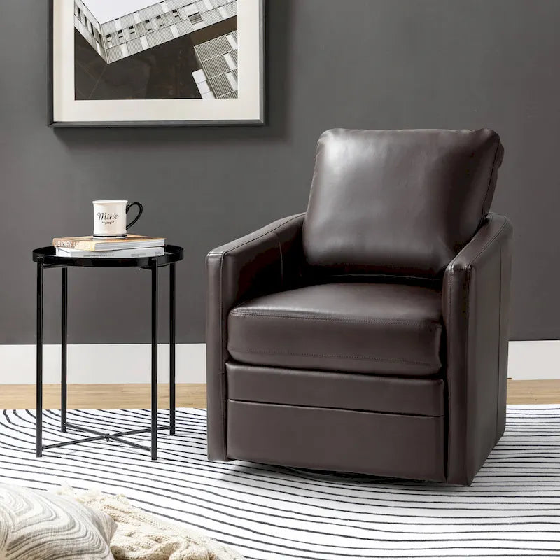 Fauteuil d'appoint pivotant Terrance en similicuir avec piètement en métal