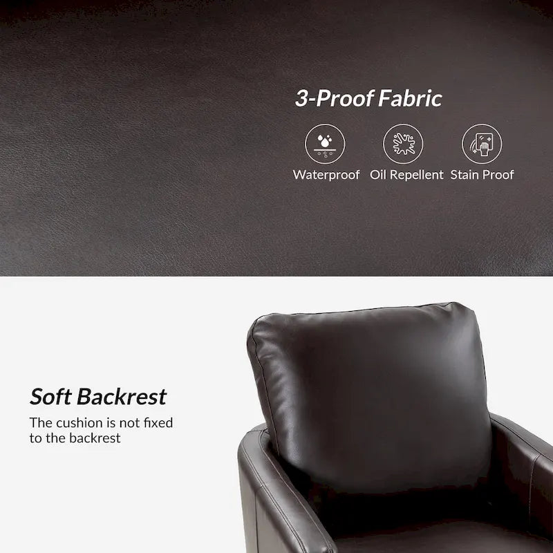 Fauteuil d'appoint pivotant Terrance en similicuir avec piètement en métal