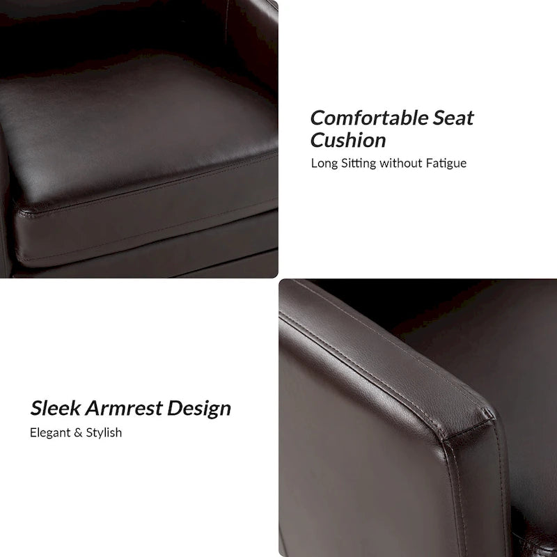 Fauteuil d'appoint pivotant Terrance en similicuir avec piètement en métal