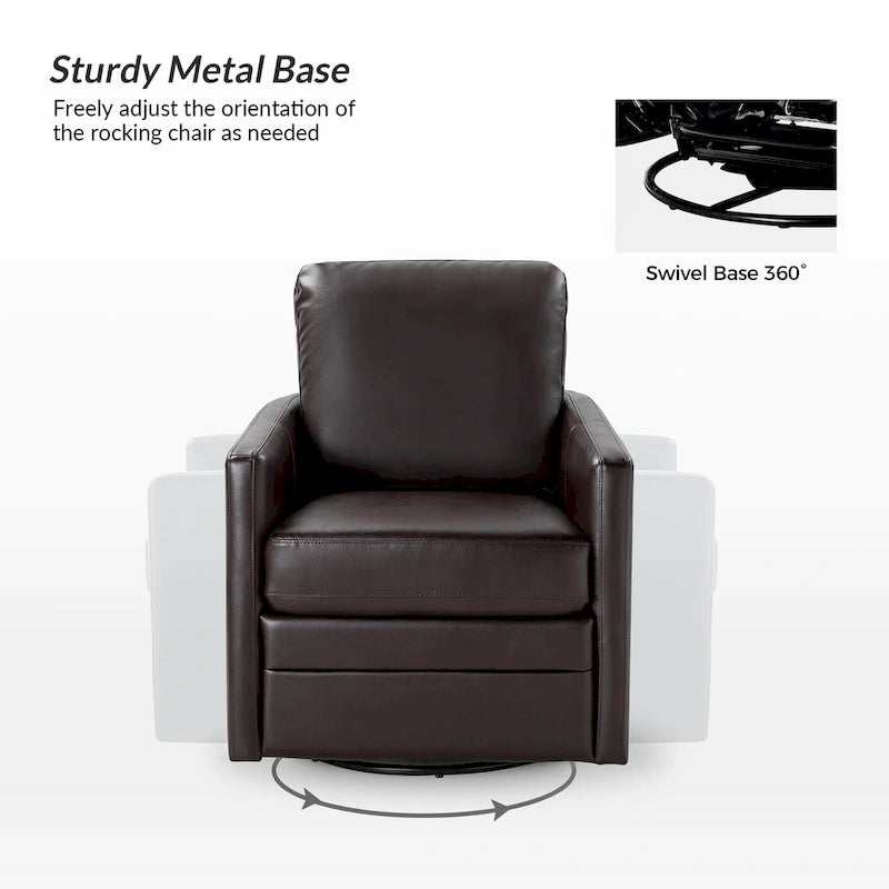 Fauteuil d'appoint pivotant Terrance en similicuir avec piètement en métal