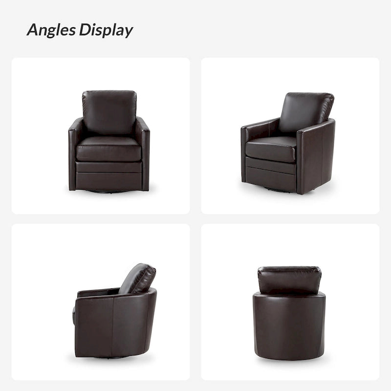 Fauteuil d'appoint pivotant Terrance en similicuir avec piètement en métal