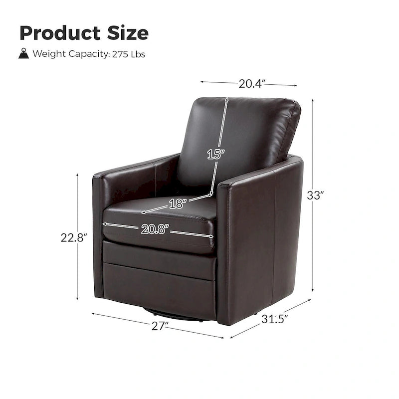 Fauteuil d'appoint pivotant Terrance en similicuir avec piètement en métal