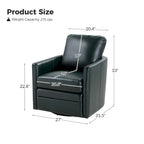 Fauteuil d'appoint pivotant Terrance en similicuir avec piètement en métal