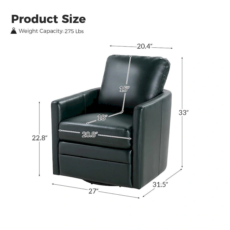 Fauteuil d'appoint pivotant Terrance en similicuir avec piètement en métal