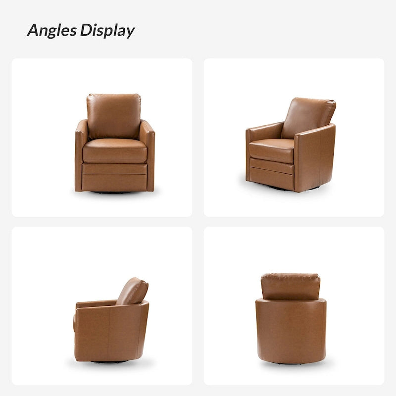 Fauteuil d'appoint pivotant Terrance en similicuir avec piètement en métal