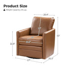 Fauteuil d'appoint pivotant Terrance en similicuir avec piètement en métal