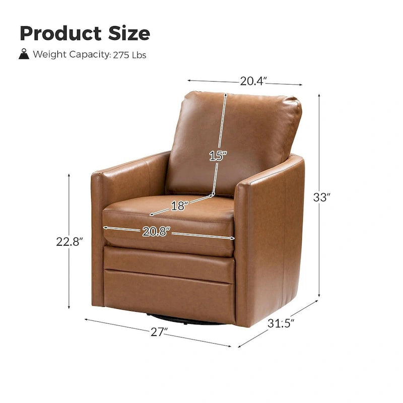 Fauteuil d'appoint pivotant Terrance en similicuir avec piètement en métal
