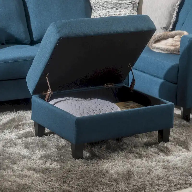 Pouf de rangement en tissu capitonné Zahra de Christopher Knight Home