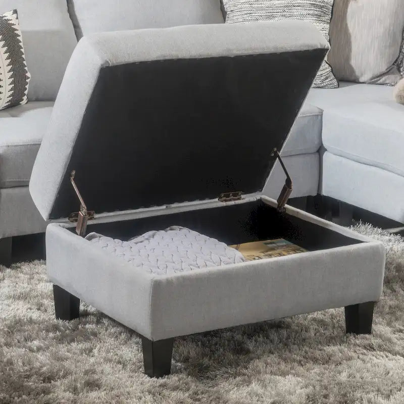 Pouf de rangement en tissu capitonné Zahra de Christopher Knight Home