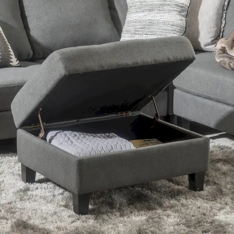 Pouf de rangement en tissu capitonné Zahra de Christopher Knight Home