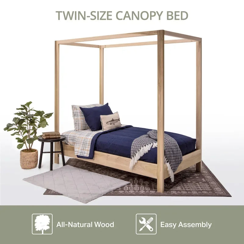 American Furniture Classics Lit à baldaquin simple TWIN CANOPY avec plate-forme surélevée