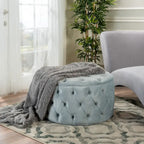 Pouf rond en velours touffeté Zelfa Modern Glam par Christopher Knight Home