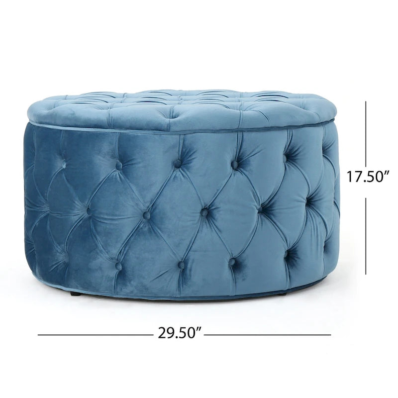 Pouf rond en velours touffeté Zelfa Modern Glam par Christopher Knight Home