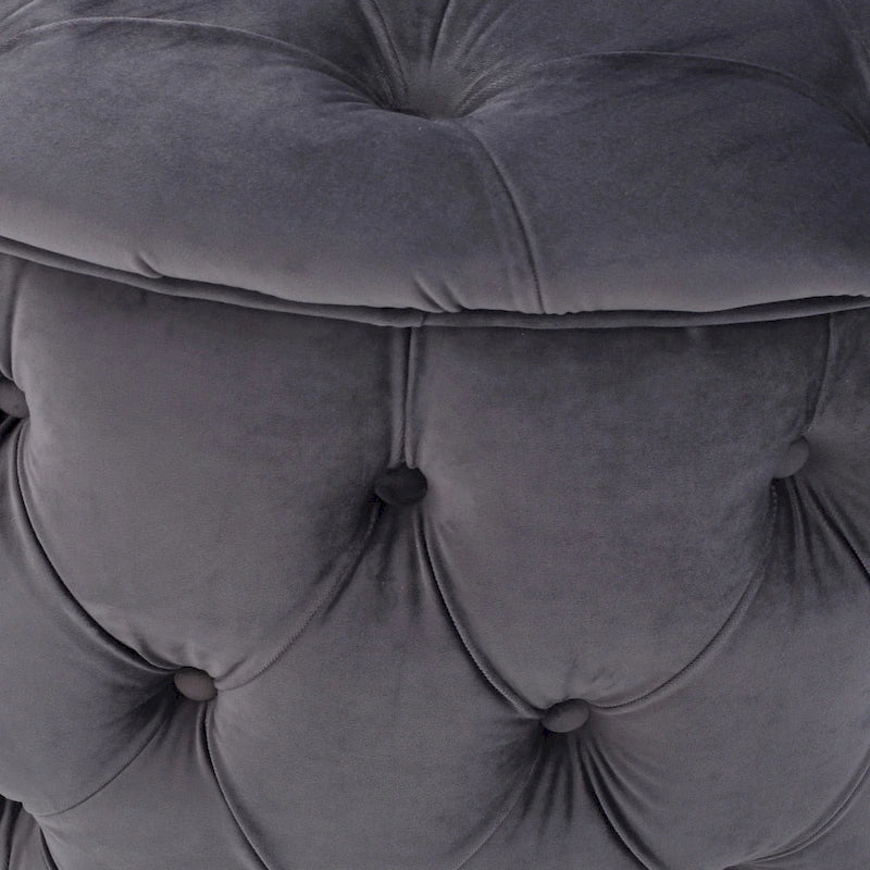 Pouf rond en velours touffeté Zelfa Modern Glam par Christopher Knight Home