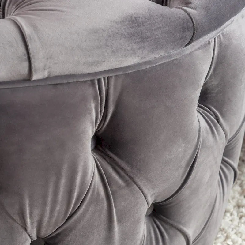 Pouf rond en velours touffeté Zelfa Modern Glam par Christopher Knight Home