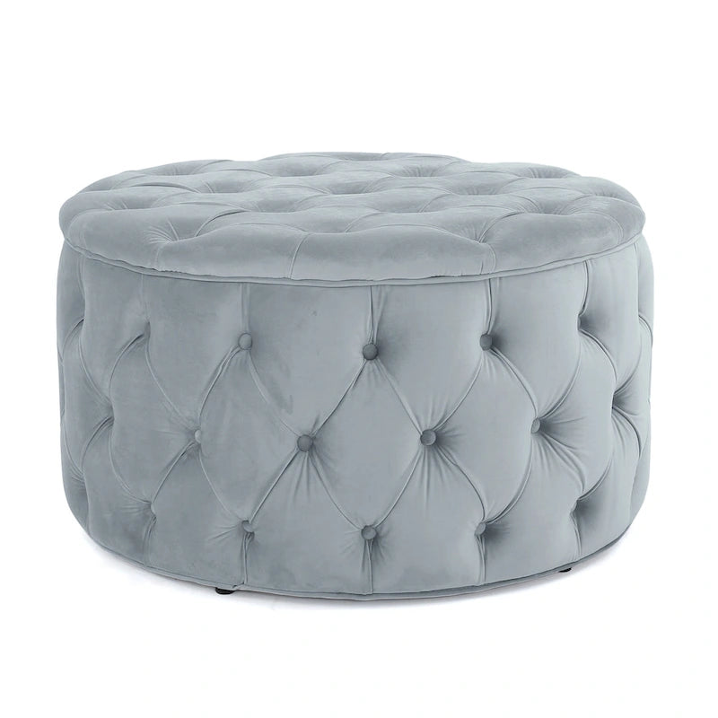 Pouf rond en velours touffeté Zelfa Modern Glam par Christopher Knight Home