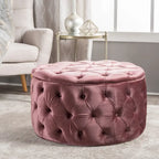 Pouf rond en velours touffeté Zelfa Modern Glam par Christopher Knight Home