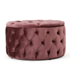 Pouf rond en velours touffeté Zelfa Modern Glam par Christopher Knight Home