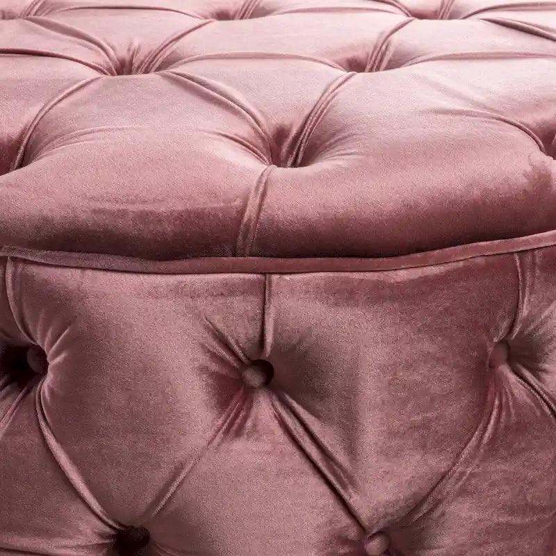 Pouf rond en velours touffeté Zelfa Modern Glam par Christopher Knight Home
