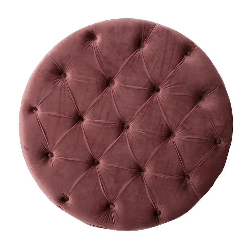 Pouf rond en velours touffeté Zelfa Modern Glam par Christopher Knight Home
