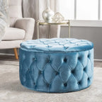 Pouf rond en velours touffeté Zelfa Modern Glam par Christopher Knight Home