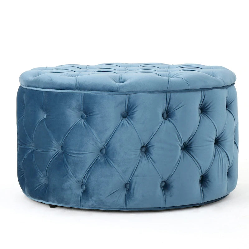 Pouf rond en velours touffeté Zelfa Modern Glam par Christopher Knight Home