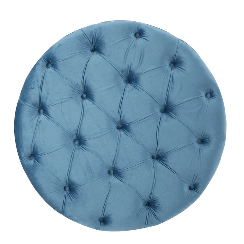 Pouf rond en velours touffeté Zelfa Modern Glam par Christopher Knight Home