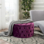Pouf rond en velours touffeté Zelfa Modern Glam par Christopher Knight Home