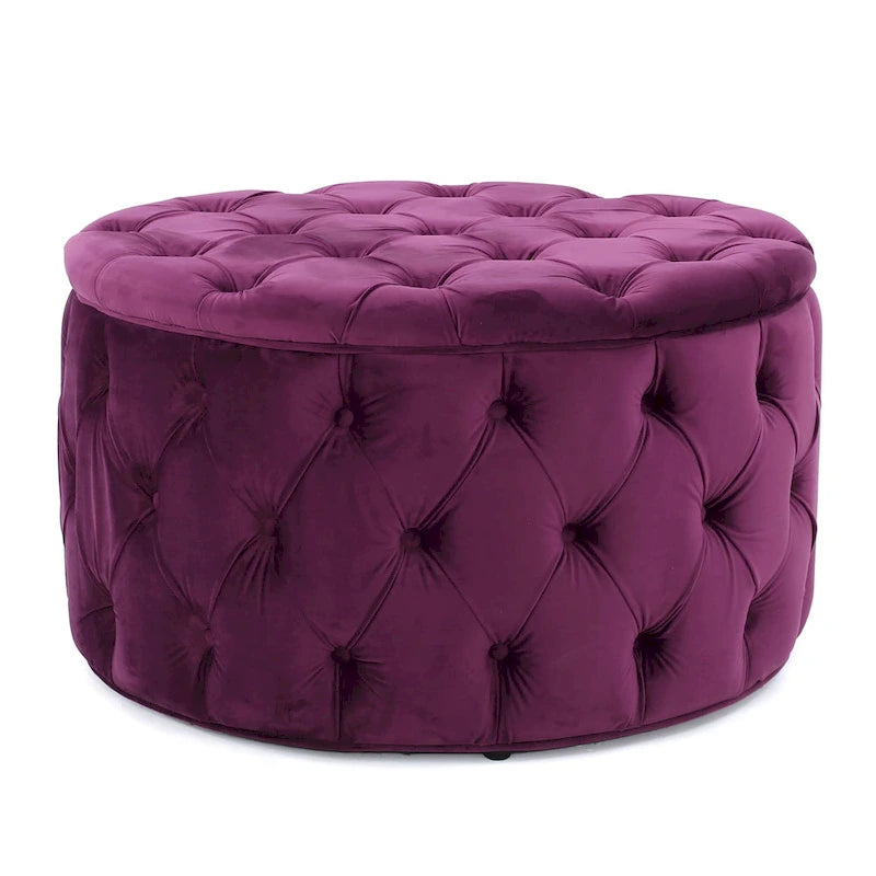 Pouf rond en velours touffeté Zelfa Modern Glam par Christopher Knight Home