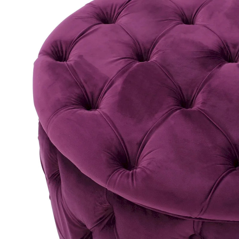 Pouf rond en velours touffeté Zelfa Modern Glam par Christopher Knight Home