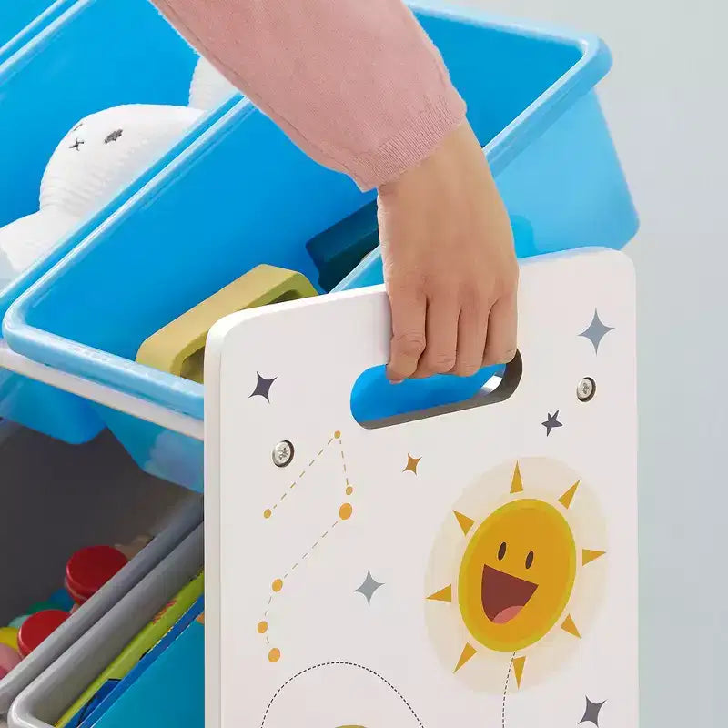 SONGMICS Meuble de Rangement pour Jouets Enfant avec 16 Bacs Amovibles, pour Salle de Jeux, Chambre d'Enfant, 106 cm, Thème Spatial