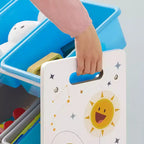 SONGMICS Meuble de Rangement pour Jouets Enfant avec 16 Bacs Amovibles, pour Salle de Jeux, Chambre d'Enfant, 106 cm, Thème Spatial