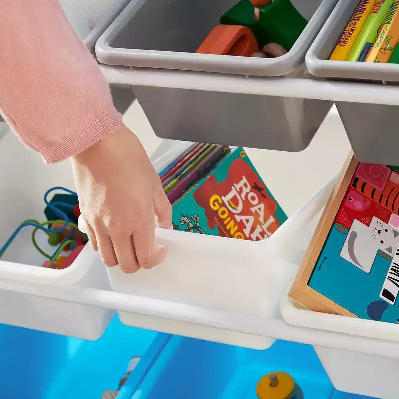 SONGMICS Meuble de Rangement pour Jouets Enfant avec 16 Bacs Amovibles, pour Salle de Jeux, Chambre d'Enfant, 106 cm, Thème Spatial