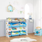 SONGMICS Meuble de Rangement pour Jouets Enfant avec 16 Bacs Amovibles, pour Salle de Jeux, Chambre d'Enfant, 106 cm, Thème Spatial