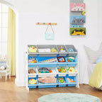 SONGMICS Meuble de Rangement pour Jouets Enfant avec 16 Bacs Amovibles, pour Salle de Jeux, Chambre d'Enfant, 106 cm, Thème Spatial
