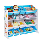 SONGMICS Meuble de Rangement pour Jouets Enfant avec 16 Bacs Amovibles, pour Salle de Jeux, Chambre d'Enfant, 106 cm, Thème Spatial