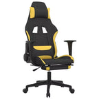 vidaXL Gaming Chair with Footrest, Black and Yellow, Fabric