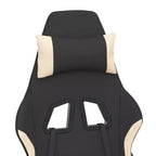 vidaXL Chaise de massage gaming avec repose-pieds, noir et crème, tissu