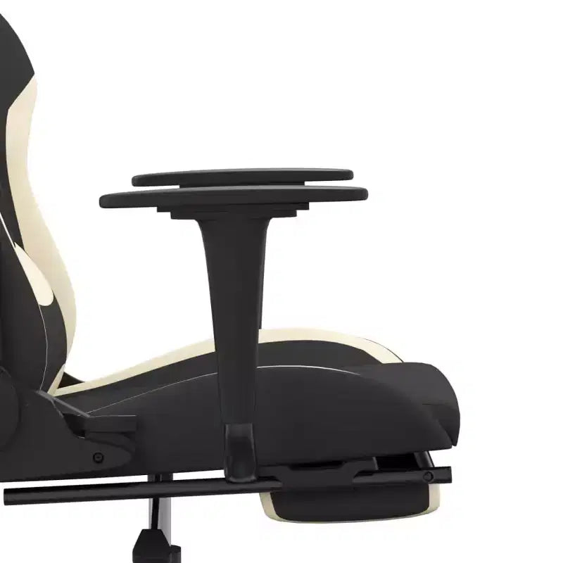 vidaXL Chaise de massage gaming avec repose-pieds, noir et crème, tissu