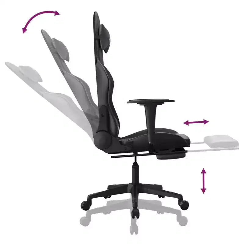 vidaXL Fauteuil de massage Gaming avec repose-pieds, Noir, Similicuir
