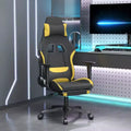 vidaXL Massage Gaming Chair with Footrest, Black and Yellow, Fabric