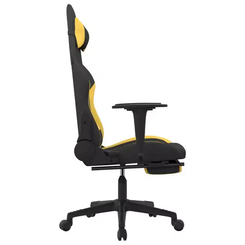 vidaXL Chaise de jeu massante avec repose-pieds, noir et jaune, tissu