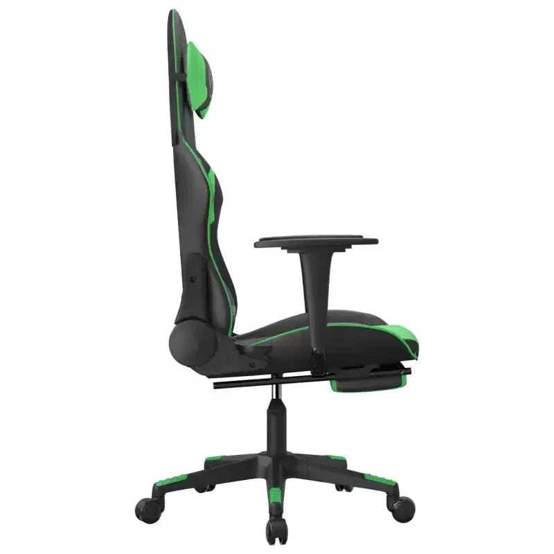 vidaXL Fauteuil de jeu de massage avec repose-pieds, noir et vert, similicuir