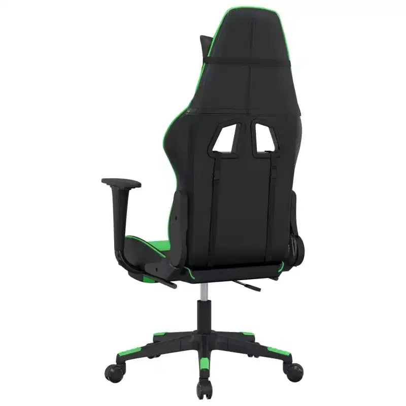 vidaXL Fauteuil de jeu de massage avec repose-pieds, noir et vert, similicuir