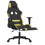 vidaXL Chaise de jeu avec repose-pieds, noir et vert clair, tissu