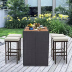 Tabourets de bar en osier Costway, lot de 2, avec coussins d'assise amovibles, repose-pieds, supporte jusqu'à 180 kg