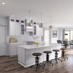 Meuble de cuisine mural pour réfrigérateur HOMLUX Easy-DIY de 36 po L x 24 po P en blanc Shaker, prêt à assembler, avec 2 portes