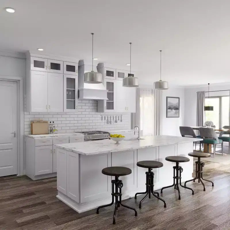 Meuble de cuisine mural pour réfrigérateur HOMLUX Easy-DIY de 36 po L x 24 po P en blanc Shaker, prêt à assembler, avec 2 portes